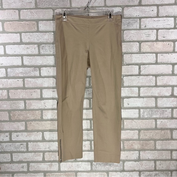 Eileen Fisher Organic Cotton Khaki Ankle Zip Pants Size M - Picture 1 of 8